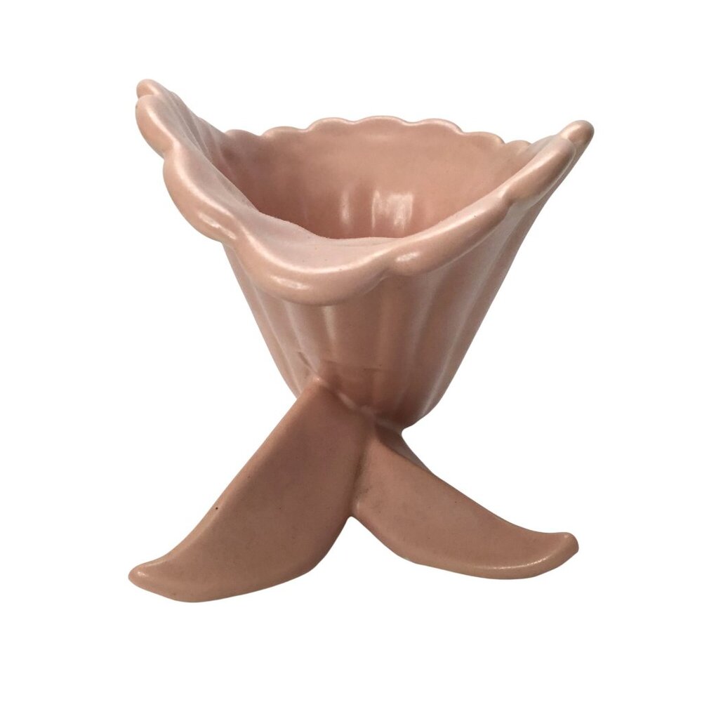 VTG ABINGDON Pink Shell Cornucopia Planter Art Deco Pottery USA Backstamp 471